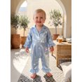 thumbnail image 4 of RUINIXCW Infant Girl Romper Pajamas Lapel V Neck Long Sleeve Ruffle Cuffs Loungewear, 4 of 6