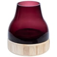 thumbnail image 2 of Northlight Glass Hurricance Candle Holder with Wooden Base - 9.75" - Merlot, 2 of 7