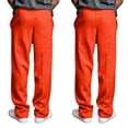 thumbnail image 4 of Hsovts Men 2 Pack Soft Lounge Sweatpants Loose Straight Leg Open Hem Pants Solid Elastic Drawstring Waist Workout Trousers with Side Pockets, Multi Color Bottoms 2 Pack Orange 5xL, 4 of 5