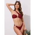 thumbnail image 4 of DARING DIVA Women's Asymmetric One Shoulder Strap Bikini Sets Medium Wine Red, 4 of 6