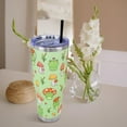 thumbnail image 6 of Frog Mushroom 40 Oz Tumbler with Handle and Straw, Cute Frog Large Big Stainless Steel Vacuum Insulated Tumbler Iced Coffee Cup Water Bottle Travel Mug, Frog Gifts for Women Decor Stuff Green, 6 of 6