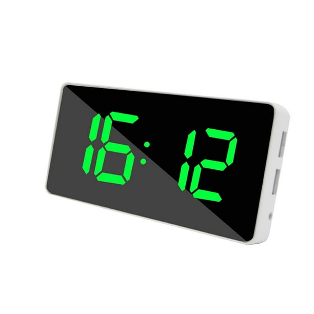 pstuiky Reloj con espejo, función de repetición de alarma, cargador de teléfono móvil con salida USB, creativo y multifuncional con pantalla LED y despertador.