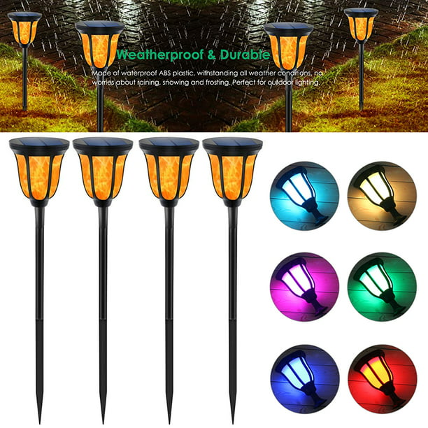 4-Pack Solar Lights Solar Torches Lights Waterproof Dancing Flame Outdoor  Lighting Landscape Decoration Lighting 12 PCS RGB LED Solar Powered Path 