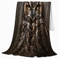 thumbnail image 2 of Great Horned Owl Portrait on Taupe, Bold Rustic Wildlife Style for Owl Lovers, Smoky Forest Feather Scene and Father's Day Gift, Cozy Flannel Blanket for Cabin and Office, Nature Home Decor, 2 of 9