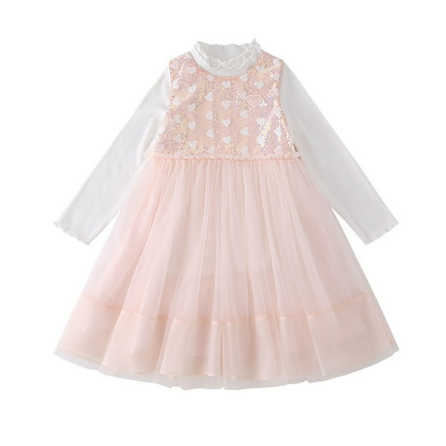 LOVZFMLL Girls' Summer Short Sleeve Ruffled Lace Round-Neck Embroidery Mesh Princess Bow Skirt