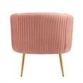 thumbnail image 5 of Velvet Accent Chair, Modern Upholstered Tufted Armchair Lounge Chair with Curved Backrest and Golden Metal Legs, Mid-Century Single Sofa Chair Leisure Chair, Comfy Barrel Chair for Living Room, Pink, 5 of 7
