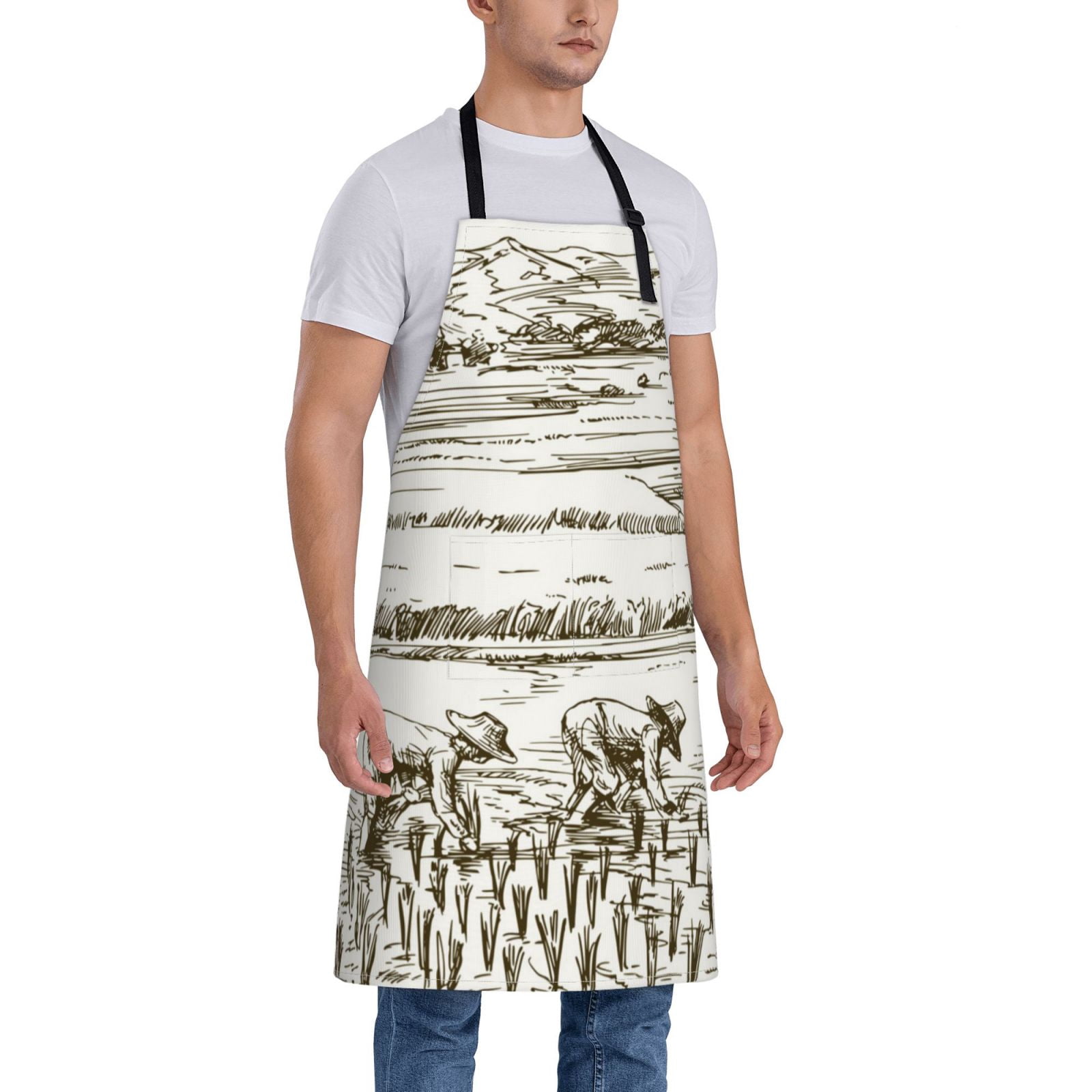 Kdxio Rice Harvest Apron with Pockets Adjustable Kitchen Aprons for Men Women Waterproof Aprons for Cooking,Drawing,Crafting, Baking Household Cleaning