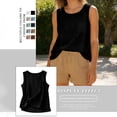 thumbnail image 4 of Paiwinds Women's Sleeveless Linen Blend Tank Top with Pocket, Casual Loose Fit Summer Blouse, Solid Color Round Neck Tunic Shirt, 4 of 8