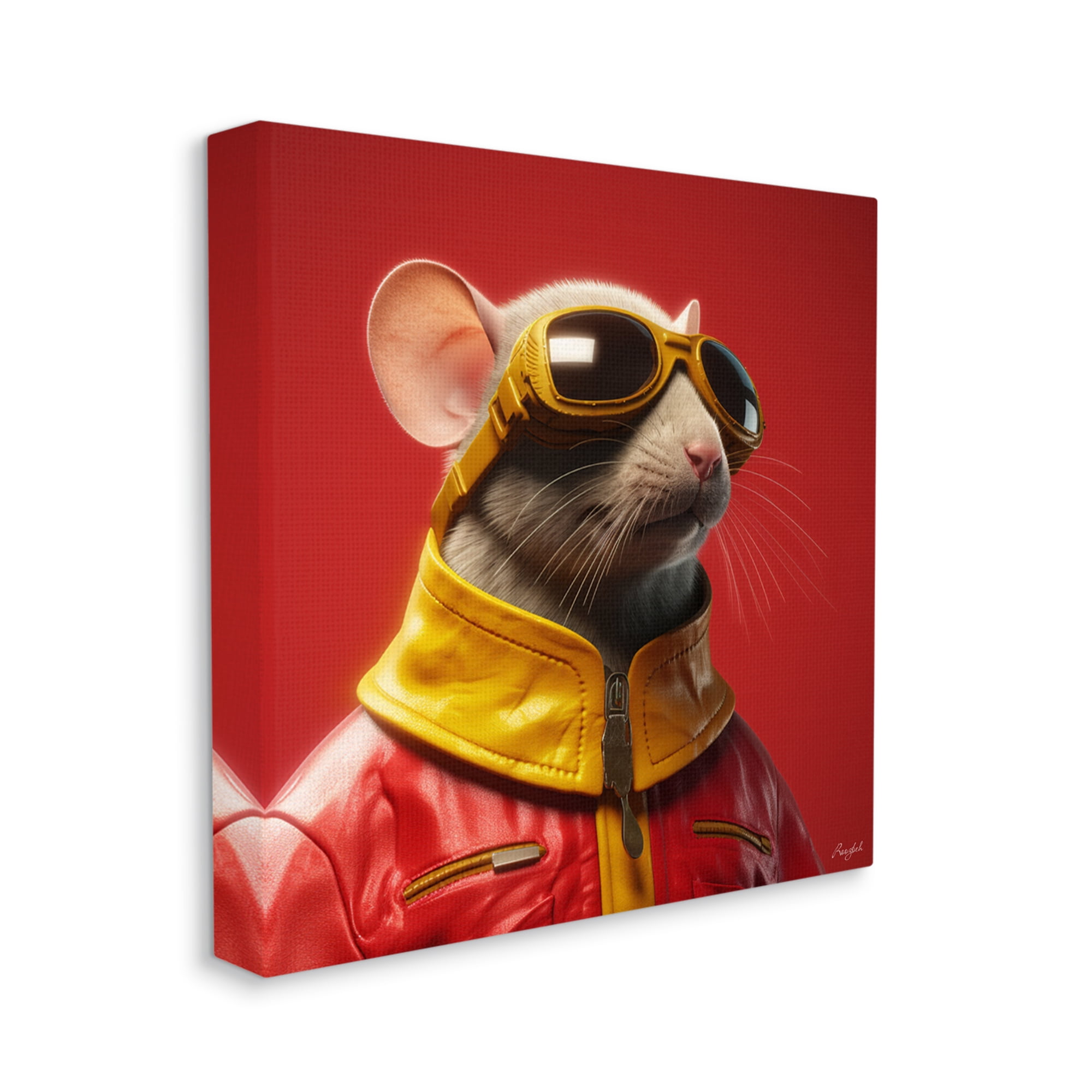 Stupell Industries Mouse in Red Portrait Animals & Insects Painting Gallery Wrapped Canvas Art Print Wall Art, 36 x 36