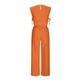 thumbnail image 4 of Dazajoo Womens Two Piece Lounge Set Summer Cap Sleeve Crop Tanks with Drawstring Wide Leg Pants Solid Color Elegant Suits Weekly Sale,Orange,S, 4 of 6