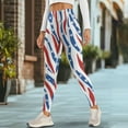 thumbnail image 4 of COEQINE Hip Lift Yoga Pants for Women with Pockets Compression Breathable Tummy Control Running Workout Leggings High Waisted 4-Way Stretch Tights, Red Blue Star Zebra Print, XL, 4 of 7