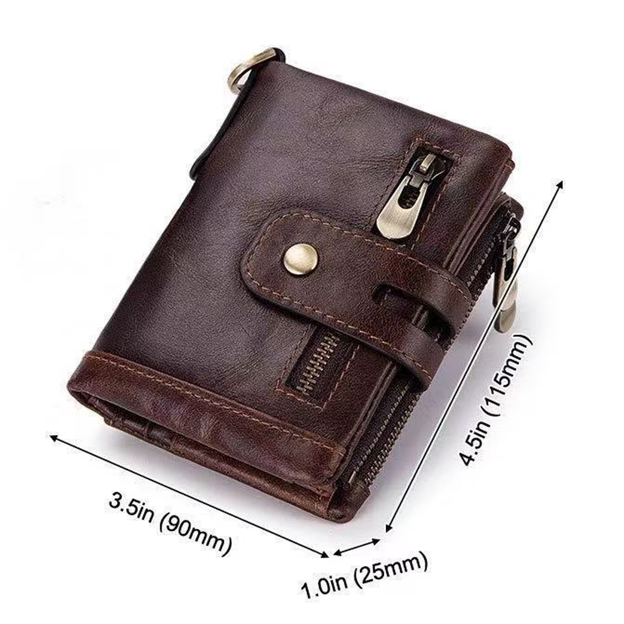 Genuine Leather Purse RFID Blocking Wallet Multiple Compartment Zipper ...