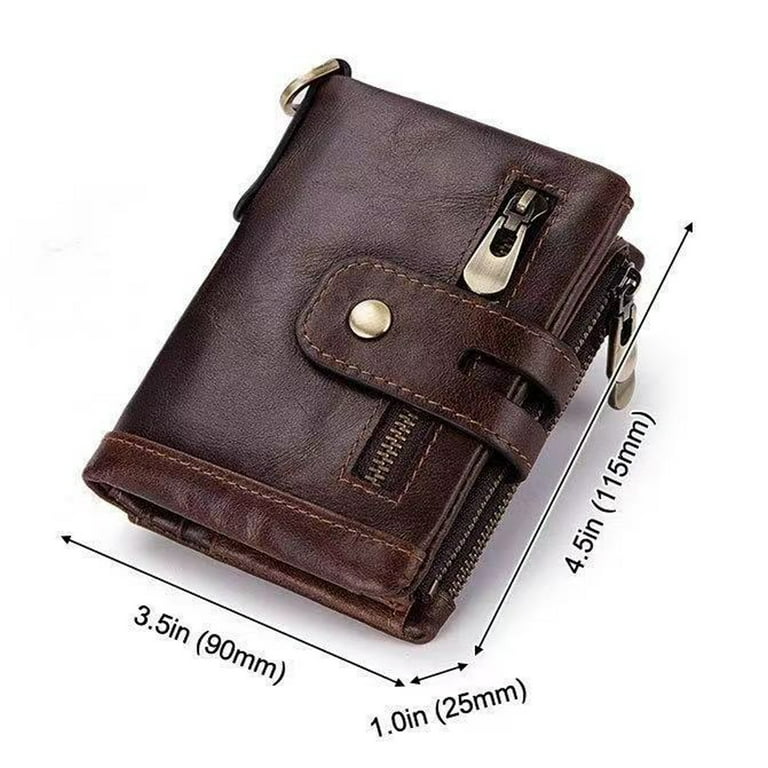 Purse Zipper Pocket Bag Genuine Leather Wallets For Men Credit Card Holder  Coin