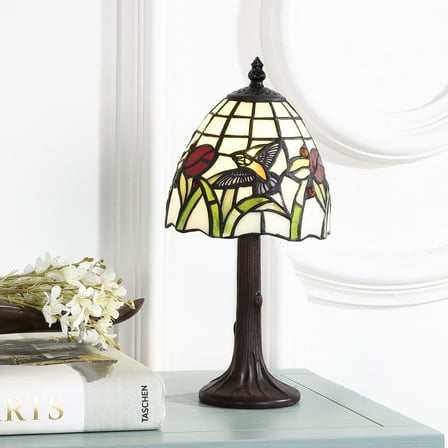 JONATHAN Y Hummingbird Tiffany-Style 12" LED Table Lamp, Bronze, JYL8014A