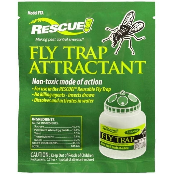 RESCUE! Fly Trap Attractant FTA-DB18 - Trap for Flies - Indoor Use, 3.2 oz Packet