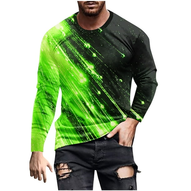 Blusas y camisas de manga larga y cuello redondo para hombre, camisetas casuales con estampado de moda y cuello redondo, blusas de licra de manga corta para hombre.