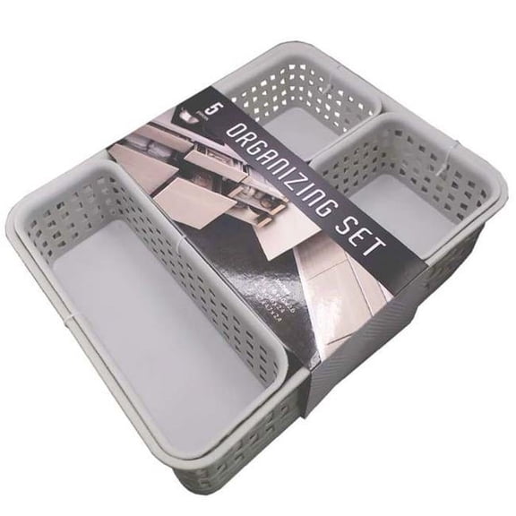 Storage Bin Sets, Grey - 5 Piece - Pack of 12