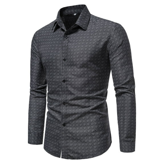 Floenr Mens T Shirts,Men's Printed No Iron Loose Button Lapel Long Sleeved Shirt
