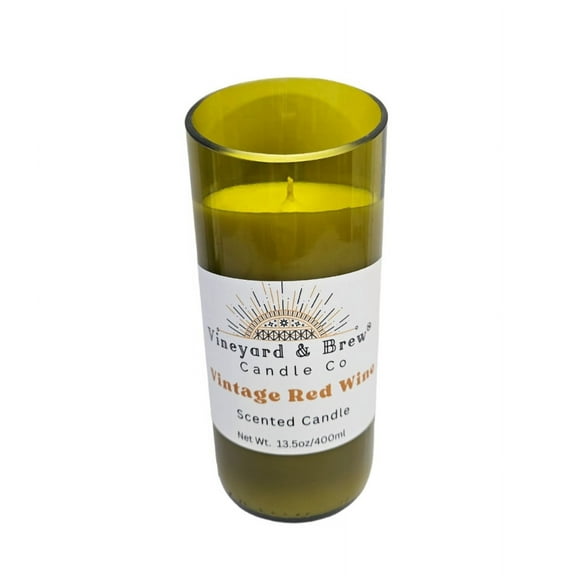 Repurposed Wine Bottle Candle Vintage Red Wine 13.5oz
