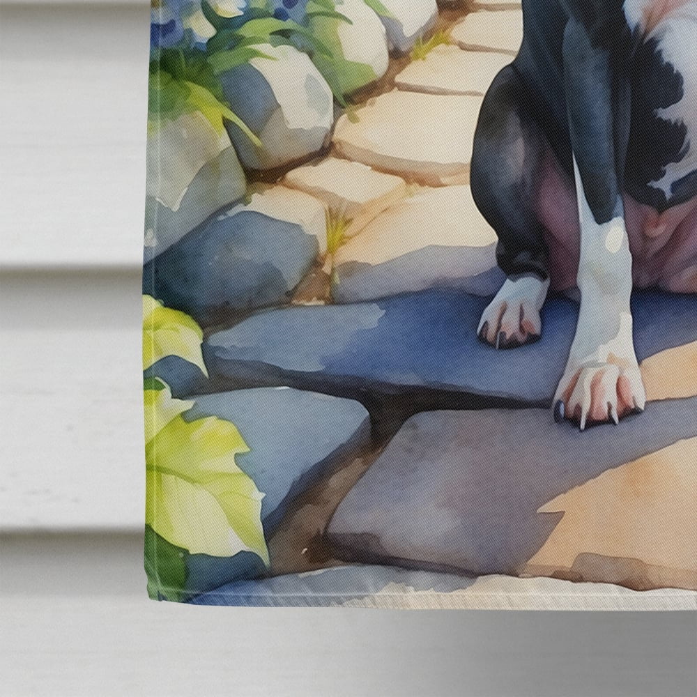 Boston Terrier Spring Path House Flag 28 in x 40 in
