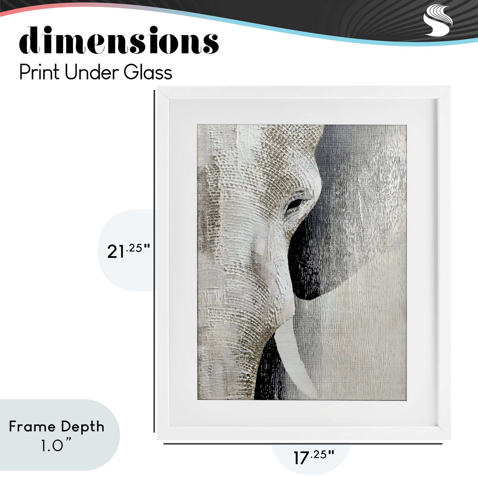 Stupell Industries Faux Textured Elephant White Framed Print Under Glass, design by LSR Design Studio