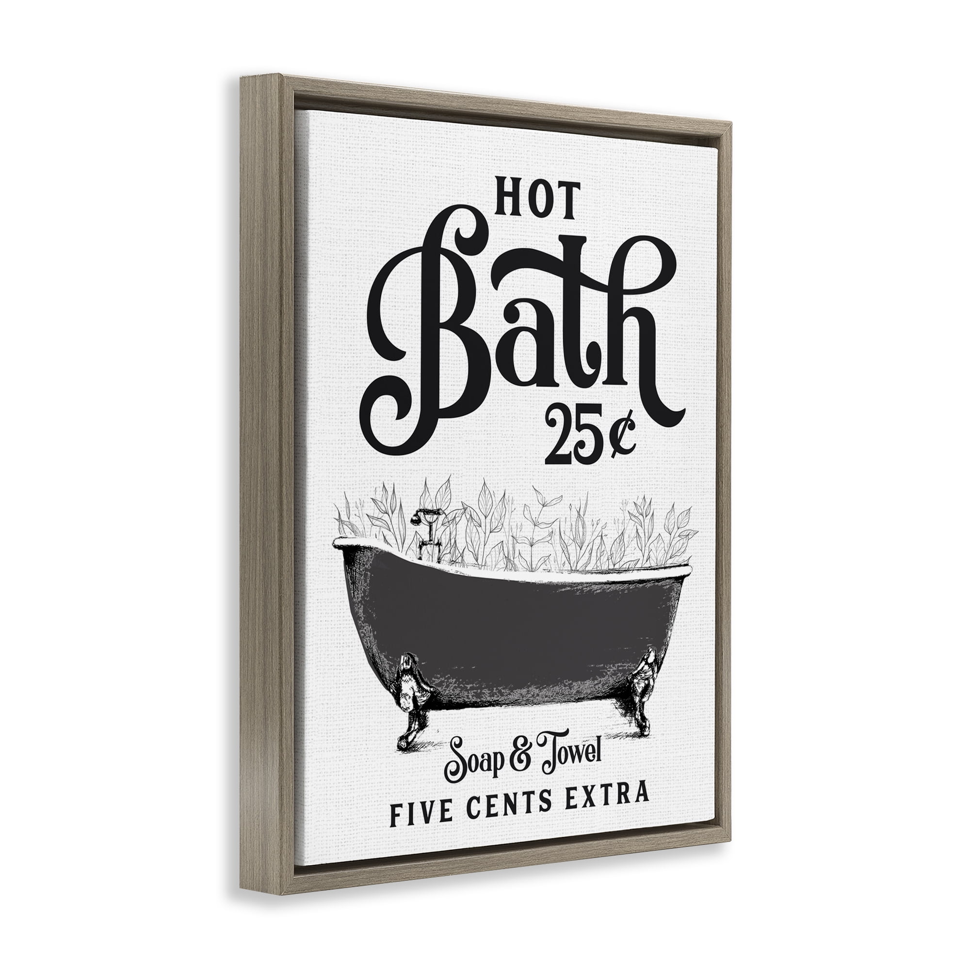 Hot Bath with Bubbles Brown Framed Floater Canvas Wall Art, design by Lettered and Lined