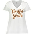 thumbnail image 3 of Inktastic Thankful and Blessed Women's Plus Size V-Neck T-Shirt, 3 of 5