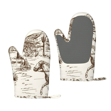

Matuu Western Desert Cowboys3 for Silicone Oven Gloves Heat Resistant Grilling Gloves Non-Slip Silicone Oven Mitt Great for Grilling Kitchen and Cooking