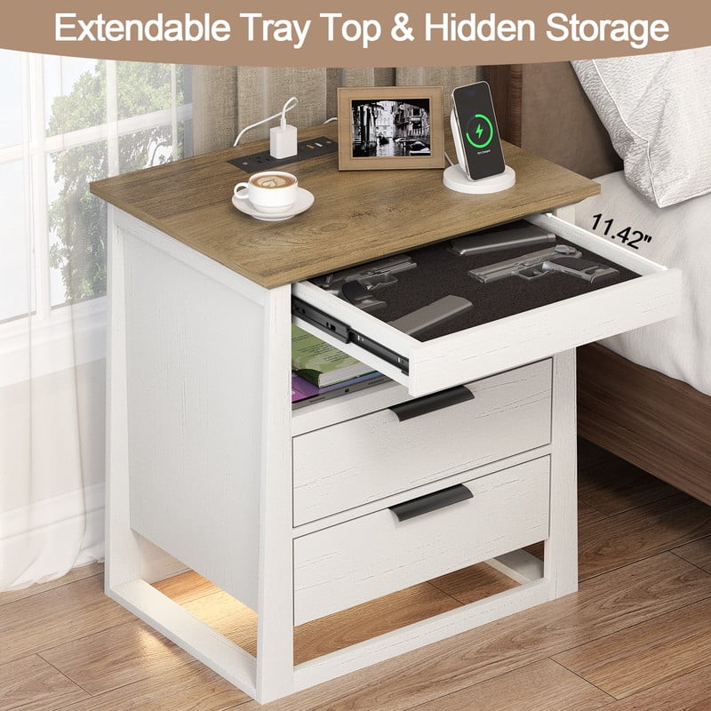 Redayfur 24 inch Modern Nightstand with Drawer and Storage Shelf Bedside Table for Bedroom Living Room Office