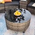 thumbnail image 5 of MEISSALIVVE 6 Piece Outdoor Patio Furniture Set, Half-Moon Curved Rattan Conversation Set with Wood Armrests, Round Coffee Table & Side Table(Grey), 5 of 11