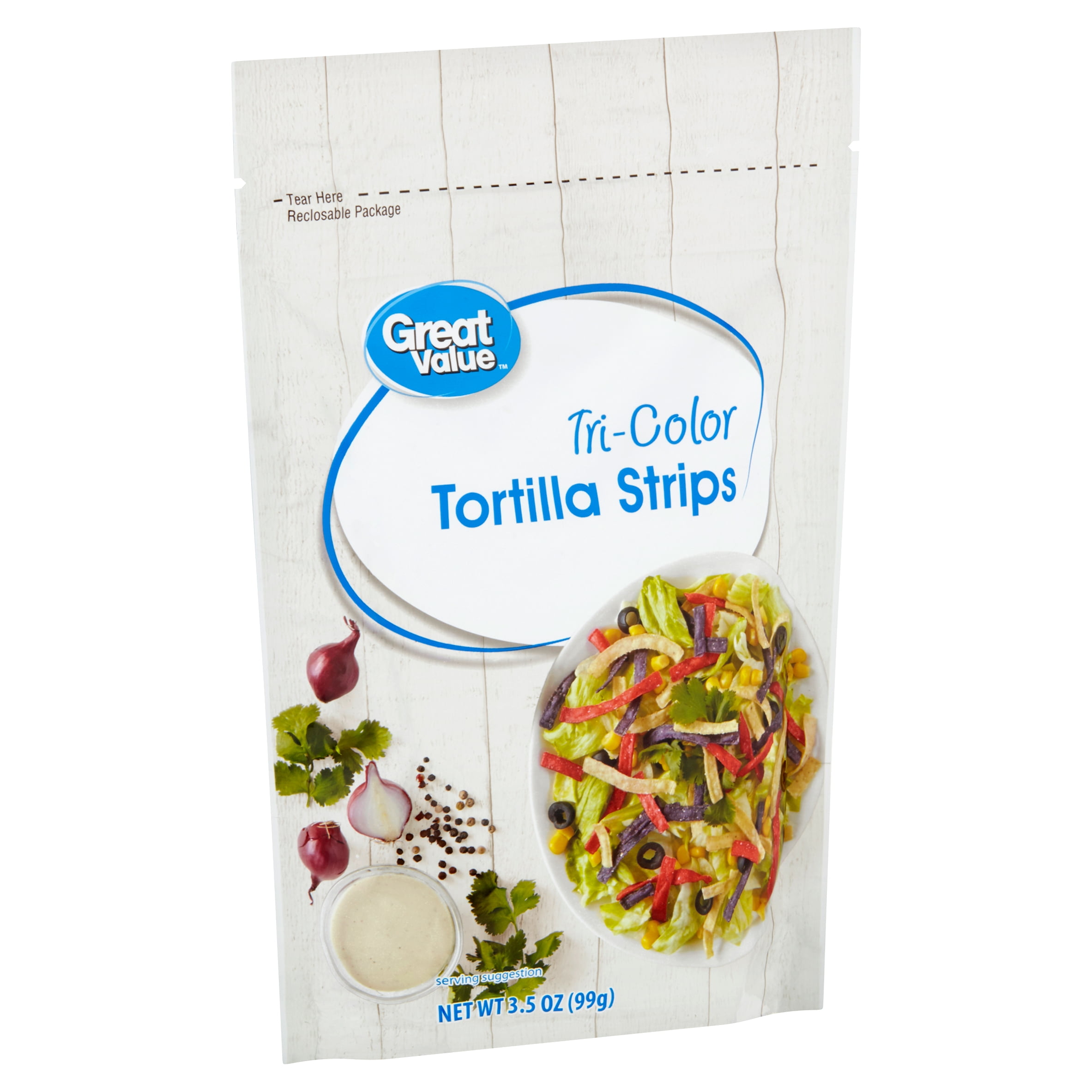 Great Value Tri Color Tortilla Strips For Salad Toppings 3 5 Oz 