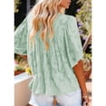 thumbnail image 2 of Uhndy Women's Blouses Crewneck Lace Bell Sleeve Shirts Elegant Casual Loose Summer Babydoll Shirt Tops Green M, 2 of 5