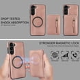 thumbnail image 4 of Compatible with Magsafe 2 in 1 Detachable for Samsung Galaxy A13 4G Wallet Case with Card Holder Women Men,Magnetic PU Leather RFID Blocking Back Flip Stand Zipper Slot Shockproof Cover, Rosegold, 4 of 6