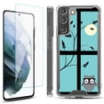 thumbnail image 1 of Shockproof Bumper Phone Case for Samsung Galaxy S22+ / S22 Plus 5G, with Tempered Glass Screen Protector, by OneToughShield ® - Moon Owl, 1 of 4