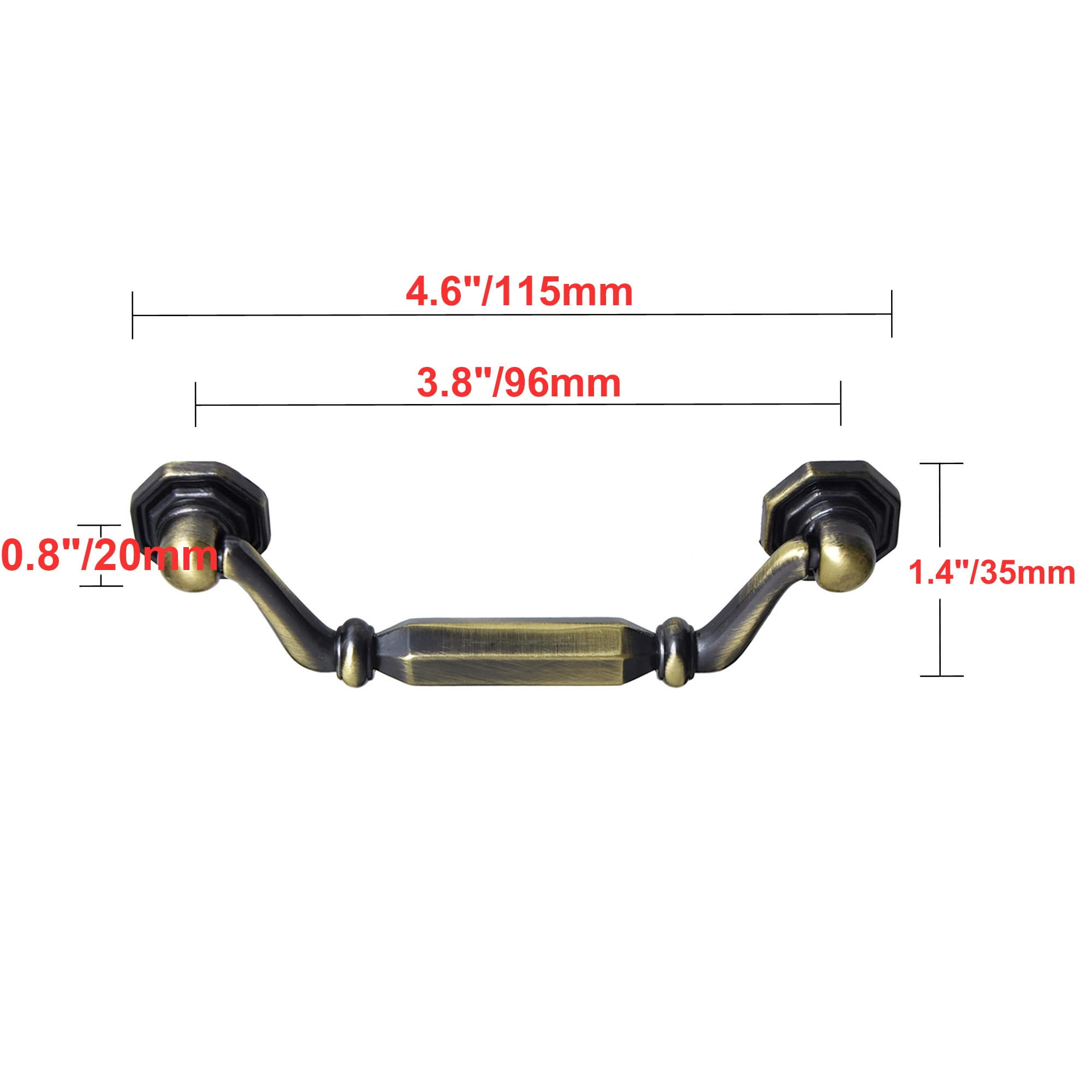 Utopia Alley 5pcs Suffolk Pull Handle - Decorative Cabinet Drop Pull Handles- Vintage Cabinet Hardware with Hand Finished Antique Brass - Metal Drawer Pull Handle, 3.8" Center to Center