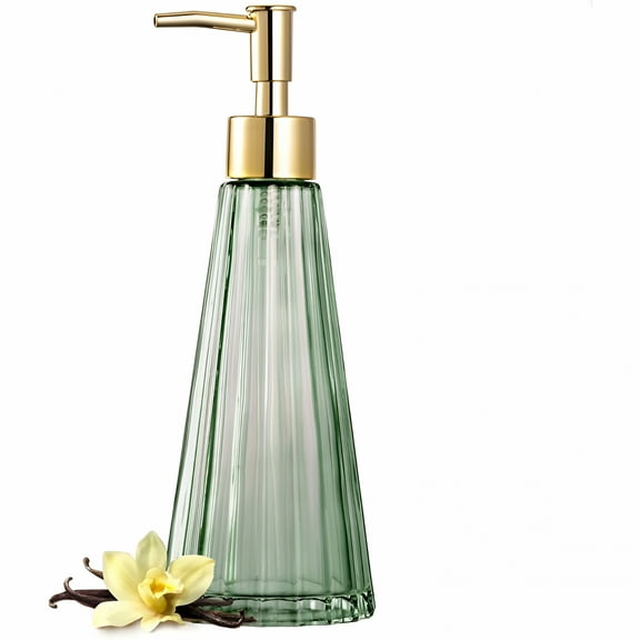 ACDANC Vintage Elegant Glass Soap Dispenser, Liquid Soap/Sanitizer/Shampoo Bottle with Pump, Rustic Farmhouse Decor Hand Soap Dispenser Bathroom Accessories (Brown)