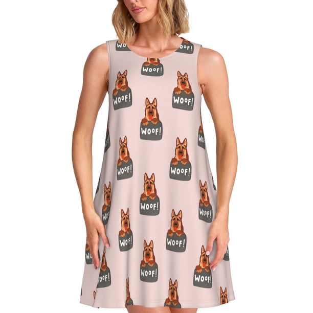 Disketp German Shepherd Dog para Vestido sin Mangas para Mujeres, Vestidos de Verano para Mujeres, Casual y Holgado para la Playa