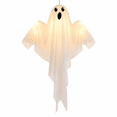 thumbnail image 2 of Clearance Light Up Hanging Ghost Decor, White Gauze Ghost Ornament with Blue LED Lights, Halloween Hanging Decoration for Front Door Porch Yard Tree Party Indoor Outdoor, 2 of 6