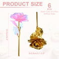 thumbnail image 2 of Uxcell 6 Pcs 24K Colorful Gold Rose, Artificial Roses Flowers Eternal Crystal Flower Gift for Mother's Day Thanksgiving Valentine's Day Anniversary Birthday Party, Gold/Pink, 2 of 7