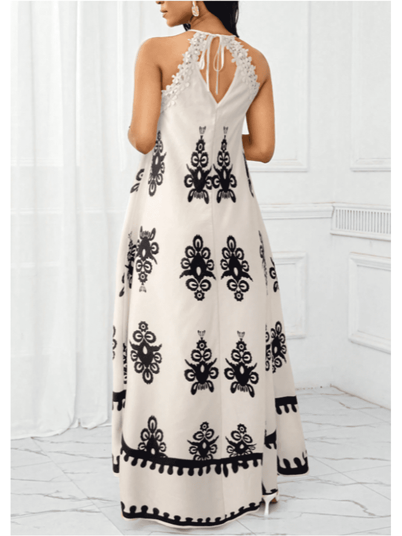 halter neck ethnic dress Handmade Rayon Ruffle Maxi Dress, Bohemian Halter Neck, Ethnic Floral Print