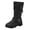 Black, variant on Mostsola Zipper Mid Calf Boots for Women Fashion Buckle Motorcycle Boots Round Toe Flat Riding Booties