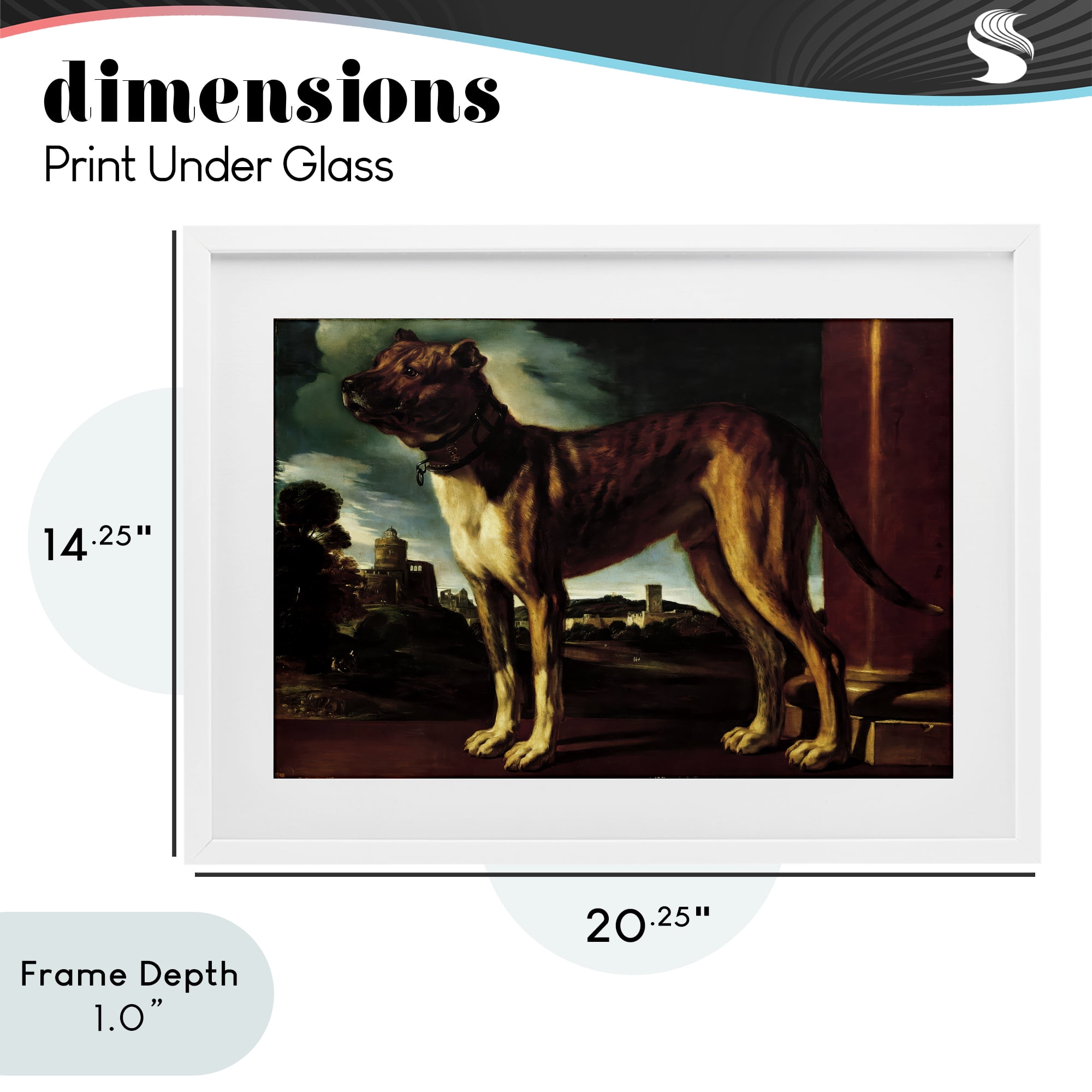 Stupell Industries Historical Aldrovani Dog White Framed Print Under Glass, design by Lil' Rue