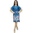 thumbnail image 7 of Bimba Womens Satin Floral Teal Blue Kimono Bridesmaid Drawstring Short Kaftan-4, 7 of 7