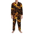 thumbnail image 3 of Lsque Orange Lightning Pattern Long Sleeve Pajama Set for Men - Soft 2-Piece Sleepwear and Loungewear Set with Pockets, Comfy Nightwear-Large, 3 of 7