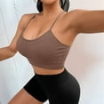 thumbnail image 5 of Baqcunre Corset Tops For Women Sports Bra Padded Crossback Bustier Without Underwire Spaghetti Straps Fitness Bra Push Up Longline Sports Bra Top Womens Blouses Sweatshirt For Women Khaki One Size, 5 of 7