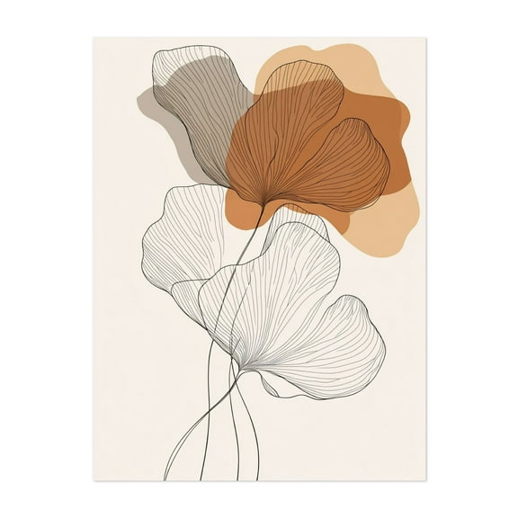 Light and Airy Floral Line Art  - Line Drawing Modern Art Line Art Minimalist Abstract Floral Boho Botanical Unframed Wall Art Print 5 x 7 inches