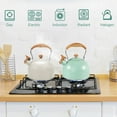 thumbnail image 6 of Uscover Whistling Stovetop Water Teakettle,Mint Green Tea Kettle Teapot with Ergonomic Wood Cool Touch Folding Handle,Mordern Kettle Outlet for Gas Electric,2.5L Stainless Steel, 6 of 10