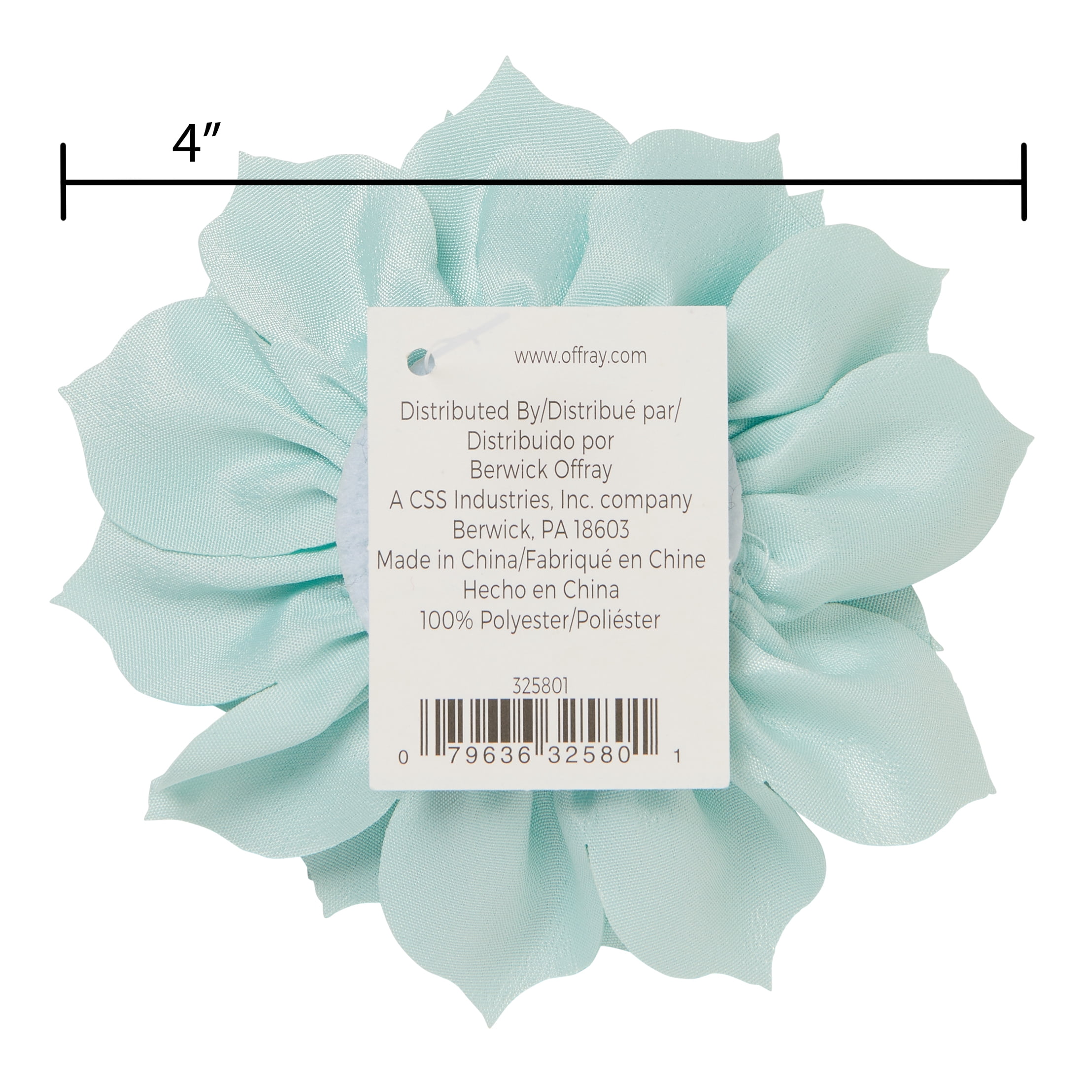 Offray Accessories, Mint Green 4 1/2 inch Lotus Flower great for sewing and crafting projects, 1 Each