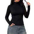 thumbnail image 3 of Jamicy Women's Long Sleeve Shirts Turtleneck Slim Fit Tops Soft Layering Undershirt Casual Basic Tee Fall Winter Tops, Lightweight Base Layer, 3 of 8