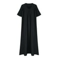 thumbnail image 4 of Jalioing Plus Size Linen Dress for Women 3/4 Sleeve Maxi Dresses 2024 Summer Casual Beach Flowy Dress, 4 of 6
